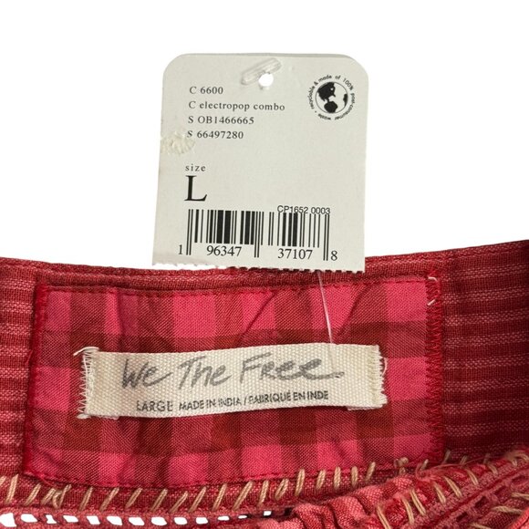 Free People Half Moon Gingham Check Shirt Blouse - Picture 3 of 4